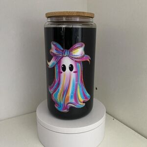 Colorful Ghost Art Glass Jar